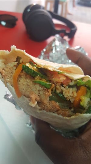 Similar to the subway vegan patty but lovely roast type veggies inside at Vege Fast Food in Split