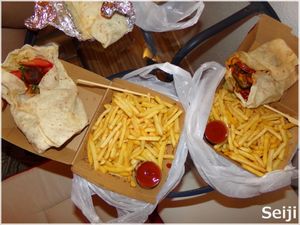 Burritos and fries (take away) at Vege Fast Food in Split