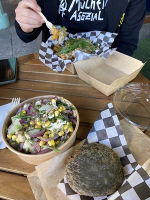 Milcao, Ceviche (Palmitas), loaded fries (homemade seitan, cheese)  at New Cow Vegan Food in Puerto Montt