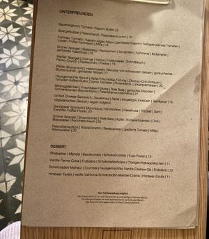 aktuelle Speisekarte April 2024  at Unterfreunden in Luebeck