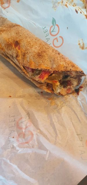 Medium falafel wrap with all the sslad at Go Falafel - Piccadilly Gardens in Manchester