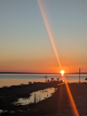 Sunset view from the garden (you can eat here too) at La Casa De Don David in El Remate