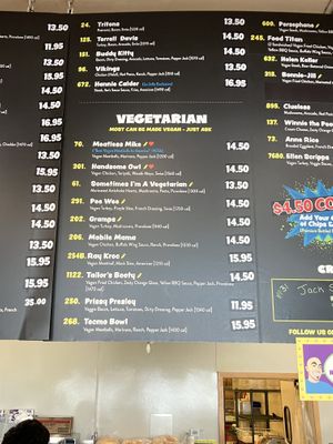 Part of menu  at Ike's  in La Jolla