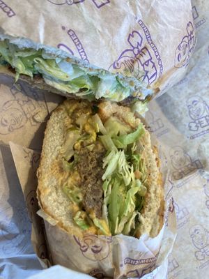 “Ray Kroc:” vegan meatloaf, pepper jack cheese   at Ike's  in La Jolla