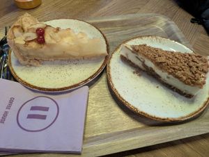 Vegan slices, one on the left is also gluten free at Coffee House Levi in Sirkka