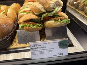 vegan schnitzel sandwich  at Kamps in Frankfurt
