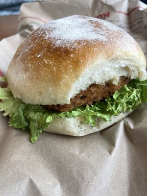 Vegan schnitzel sandwich  at Kamps in Frankfurt