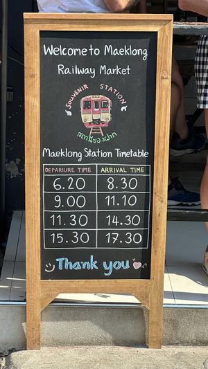 Train schedule  at HiiG in Mae Klong