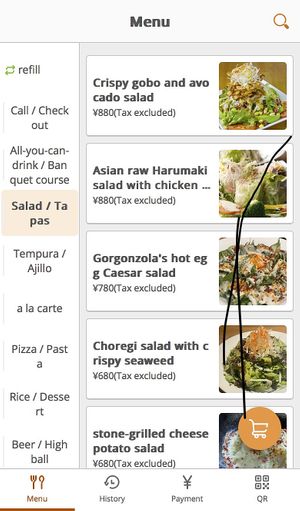 Menu  at Yaoyabal in Tokyo