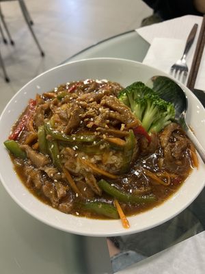 ‘Beef’ with rice   at Tian Jie in Nazare