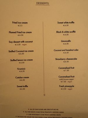 Dessert Menu  at FEN Cucina Cantonese in Como