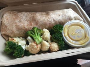 pulled jackfruit burrito with veg and cheez sauce at enVie A Vegan Kitchen in Halifax