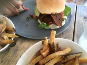 Burger at enVie A Vegan Kitchen in Halifax