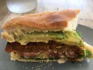 Burger at enVie A Vegan Kitchen in Halifax