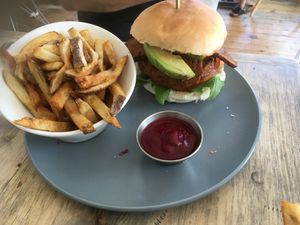 Burger at enVie A Vegan Kitchen in Halifax