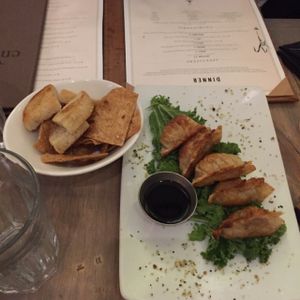 Dumplings, chips, crustinis at enVie A Vegan Kitchen in Halifax