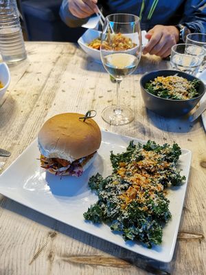 Fried chicken burger at enVie A Vegan Kitchen in Halifax