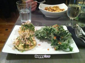 Smashed chickpea sandwich with a side kale caesar at enVie A Vegan Kitchen in Halifax