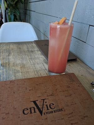 Paloma cocktail: tequila, lime, grapefruit, soda at enVie A Vegan Kitchen in Halifax