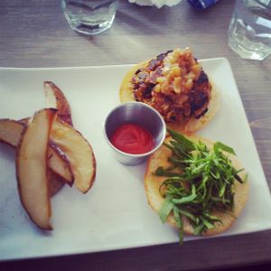 Tofu burger at enVie A Vegan Kitchen in Halifax
