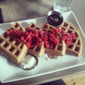 Belgian waffles  at enVie A Vegan Kitchen in Halifax