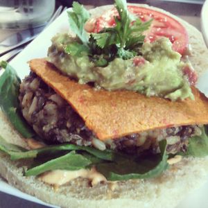 Southwest lentil burger at enVie A Vegan Kitchen in Halifax