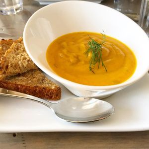 Carrot and dill soup  at enVie A Vegan Kitchen in Halifax
