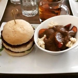 V mac and poutine at enVie A Vegan Kitchen in Halifax