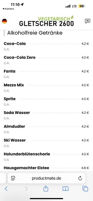Drinks  at Gletscher 2600 in Garmisch-partenkirchen