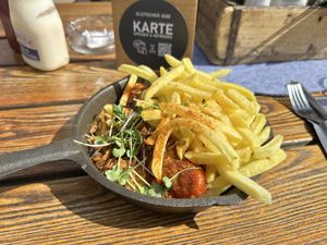 Currywurst mit Pommes   at Gletscher 2600 in Garmisch-partenkirchen