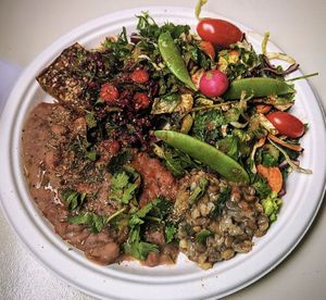 Frittata with beans and salad at Buddha Barge  in Hoddesdon