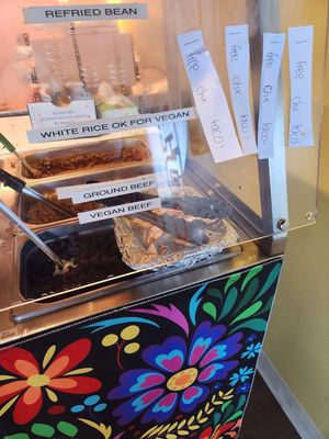 Vegan options labeled clearly! at South Shore Taco Guy in Hull