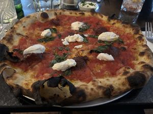 PLANTFACE KILLAH(VG)
San Marzano, Fresh Oregano, Vegan Nduja, Garlic 0il, Vegan Burrata, EV Olive Oil  at Wild Fire  in Sunderland