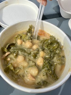 Kale and chickpea soup   at Little Audrey's Plant Based Mobile Cafe in Inverness