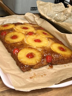 Pineapple upside down cake   at Little Audrey's Plant Based Mobile Cafe in Inverness