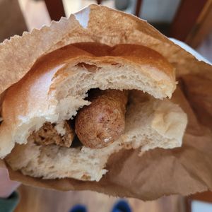 Roll and vegan sausage. Didn't like the sausage. at Turnip The Beet in Stirling