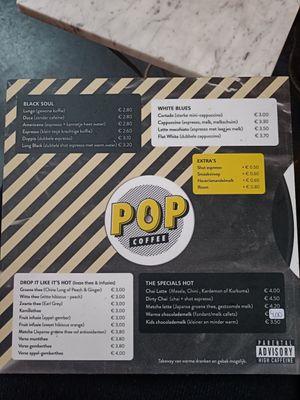 Menu 1/2 at Pop Coffee in Herentals