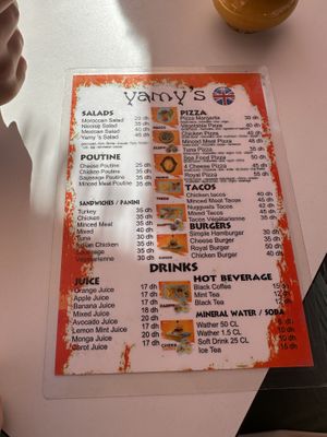 Menu  at Yamy‘s in Marrakech