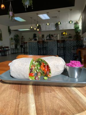 Greek wrap! at Whole Green Cafe in Pompano Beach