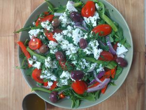 Greek salad! at Whole Green Cafe in Pompano Beach