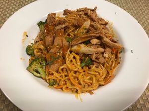 Rasta pasta with vegetarian ";chicken"; at Mango's Caribbean Cookhouse in Huntsville