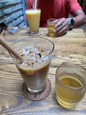 Coffee with oat milk and smoothie   at Hanoi Coffee Culture  in Hanoi