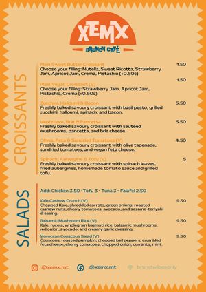 Croissants and Salads Menu at XEMX in Mellieha
