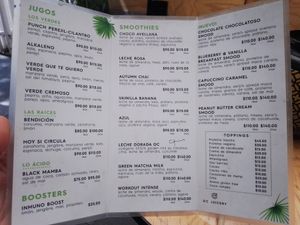 OC JUICERY menu 2/2024 at OC Market in Mexico City