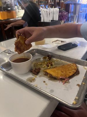 Vegan quesa jackfruitt  at Agave & Rye in Louisville