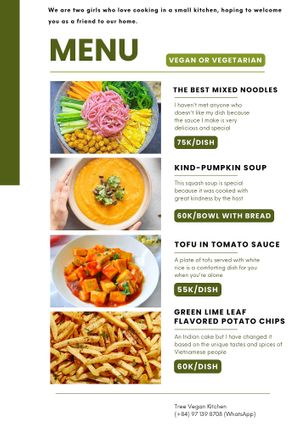 Menu at Tree Vegan Kitchen in Sapa