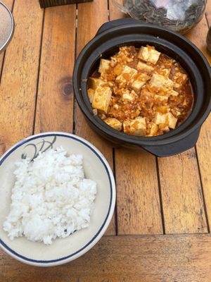 Spicy Tofu served with ricee #Veganuary at Tree Vegan Kitchen in Sapa