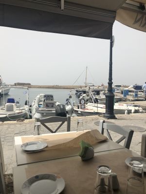 View from table at Glossitses in Crete