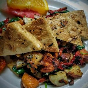 veggie hash with tofu at Gathering Cafe in Summerville