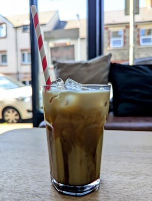 Pistachio Iced Latte at Heavenly Vegan Coffi in Barry